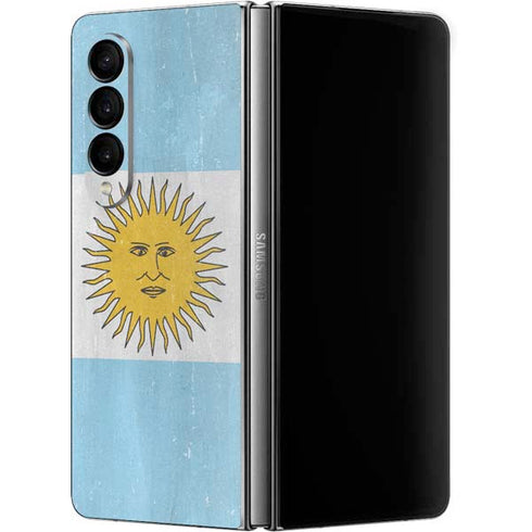 Argentina Flag Distressed Galaxy Z Fold4 5G Skin